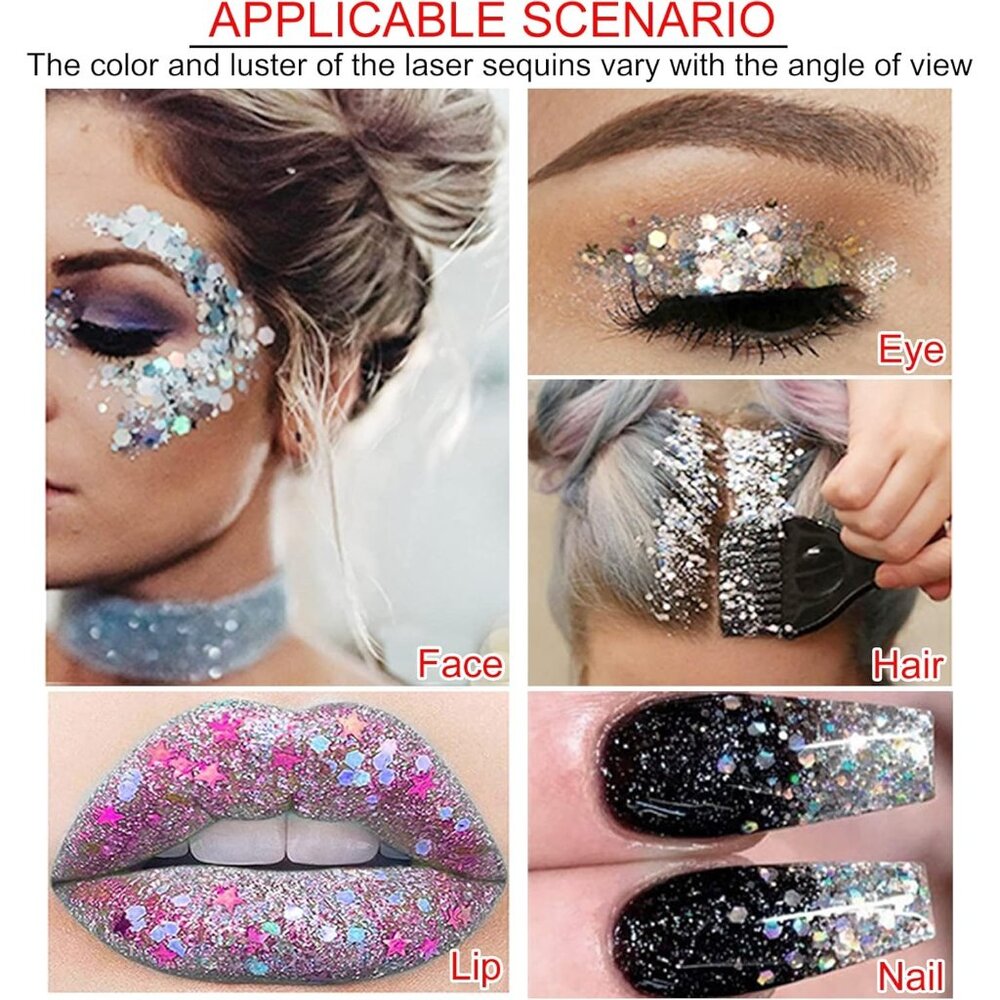 Body Glitter Gel Face and Body Makeup Long Lasting Sparkling Mermaid Scales - Picture 4 of 7
